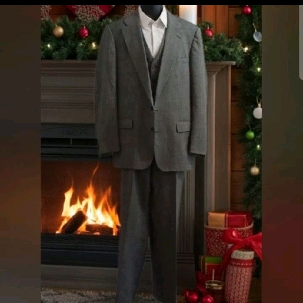 Elegant Gray Plaid Suit for Men